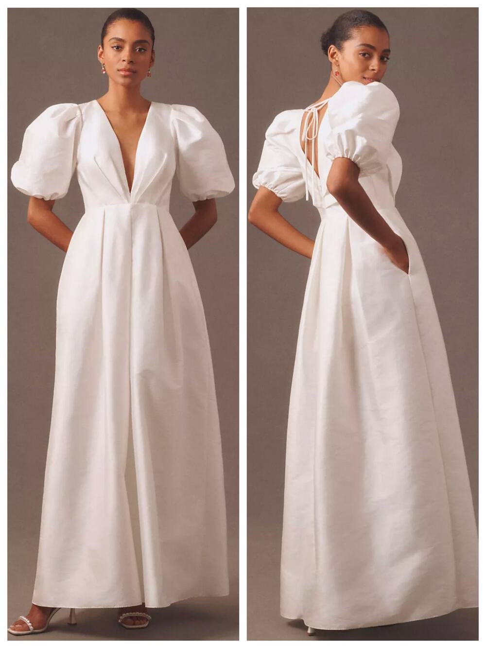By Watters Bungalow Wedding Dress Size 2 Puff Sleeve Open Back Bridal Gown